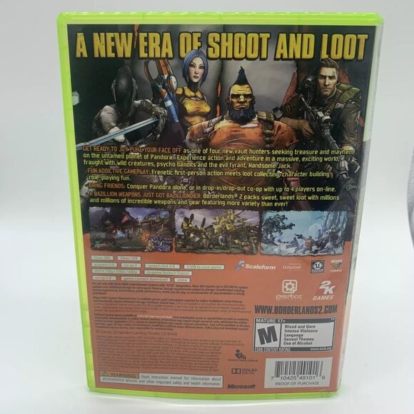 Borderlands 2 (Microsoft Xbox 360, 2012) Rated M - Mature 17+ Game, & Case - Picture 4 of 4